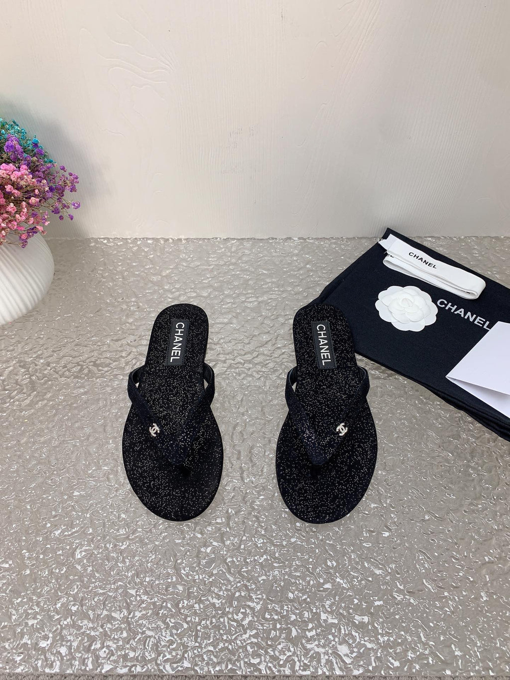 Dark Gray & Silver Thongs