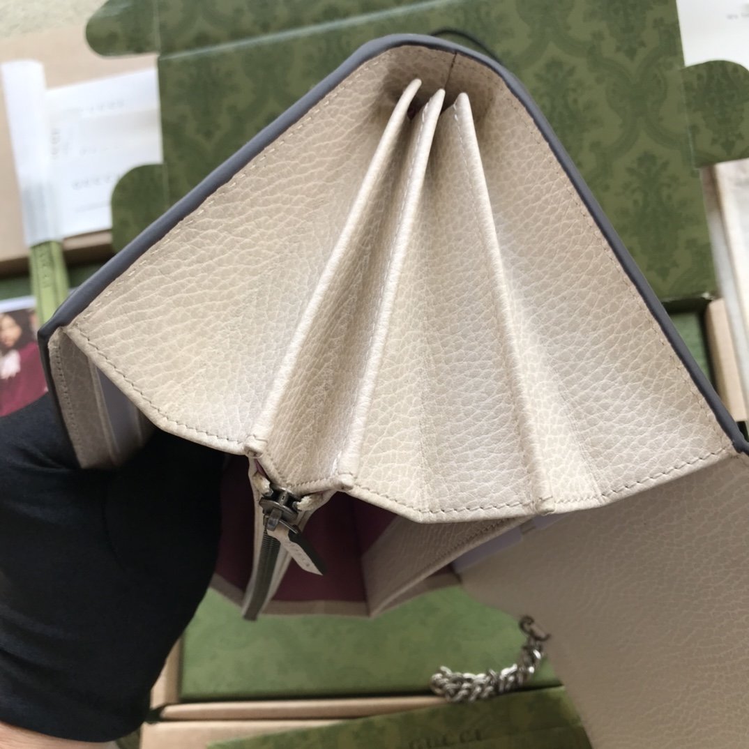 White DG mini leather chain wallet