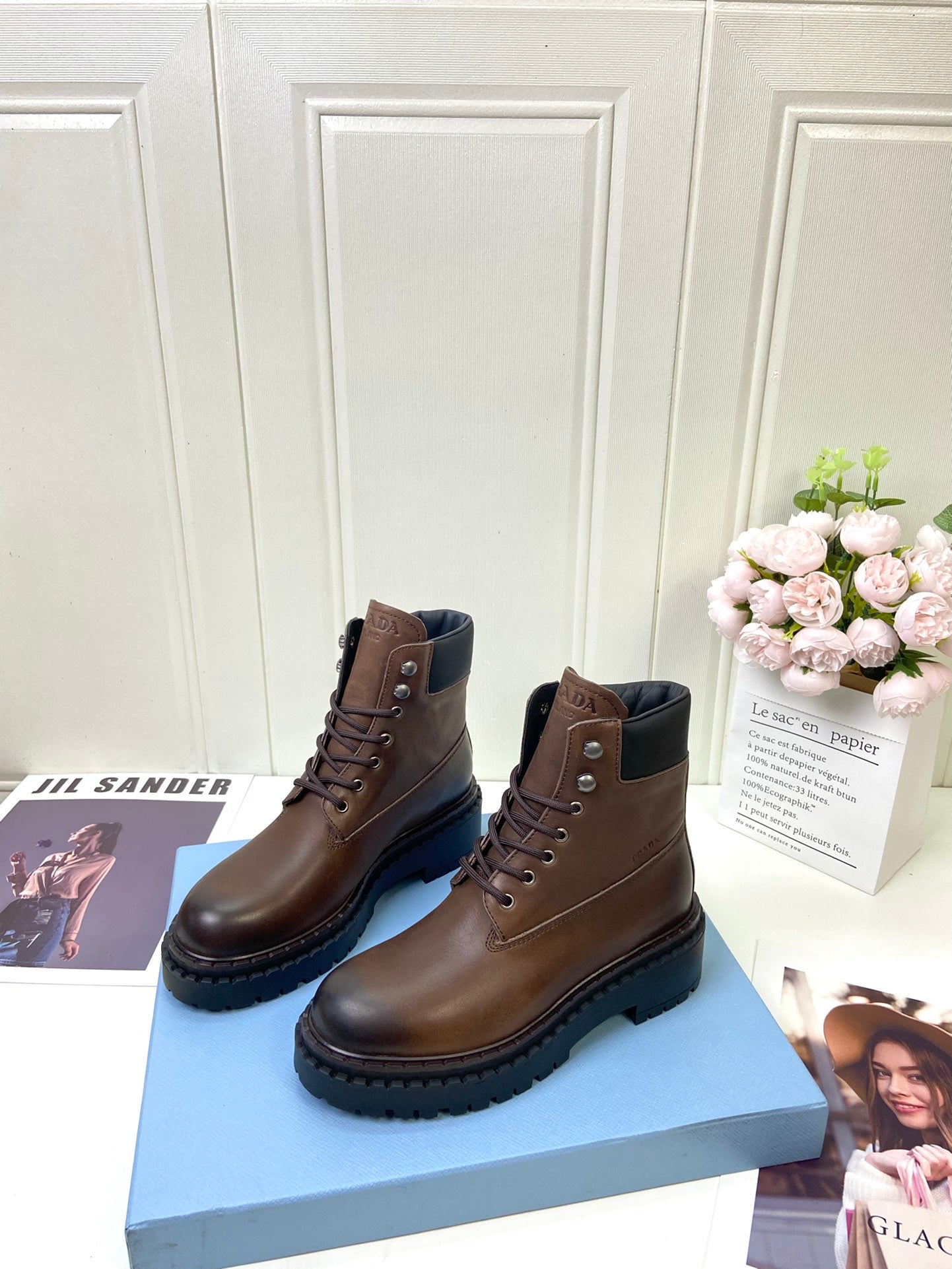 Ebony Leather & Re-Nylon Booties