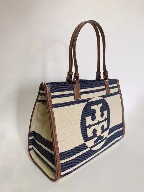 Royal navy TE jacquard stripe tote bag