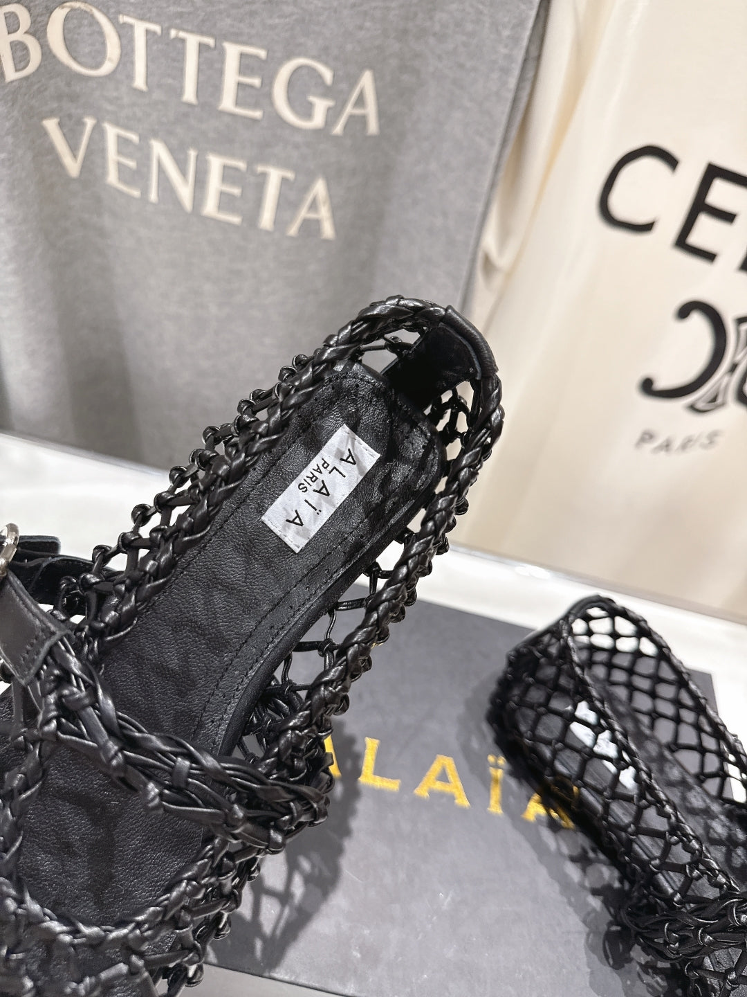 Black Ballet Flats In Braided Leather