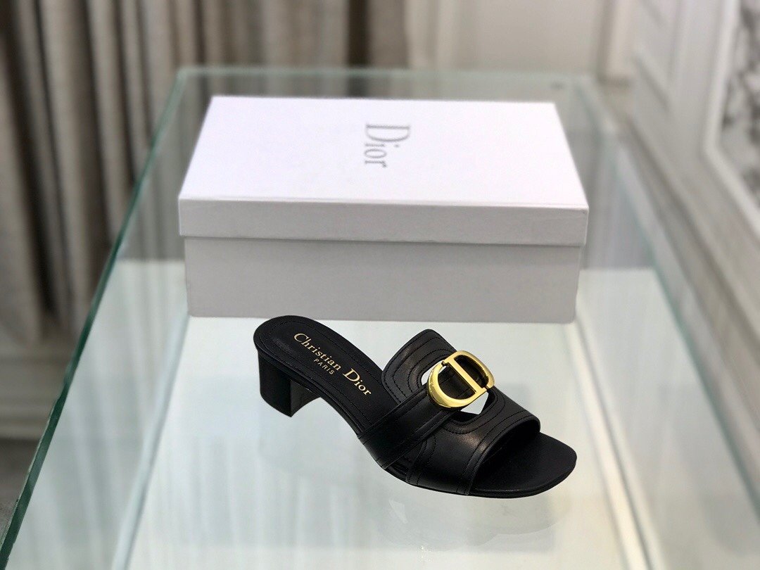 Black 30M heeled slide mule