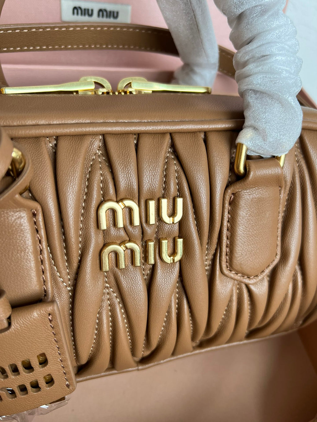 Caramel Arcadie Matelassé Leather Bag