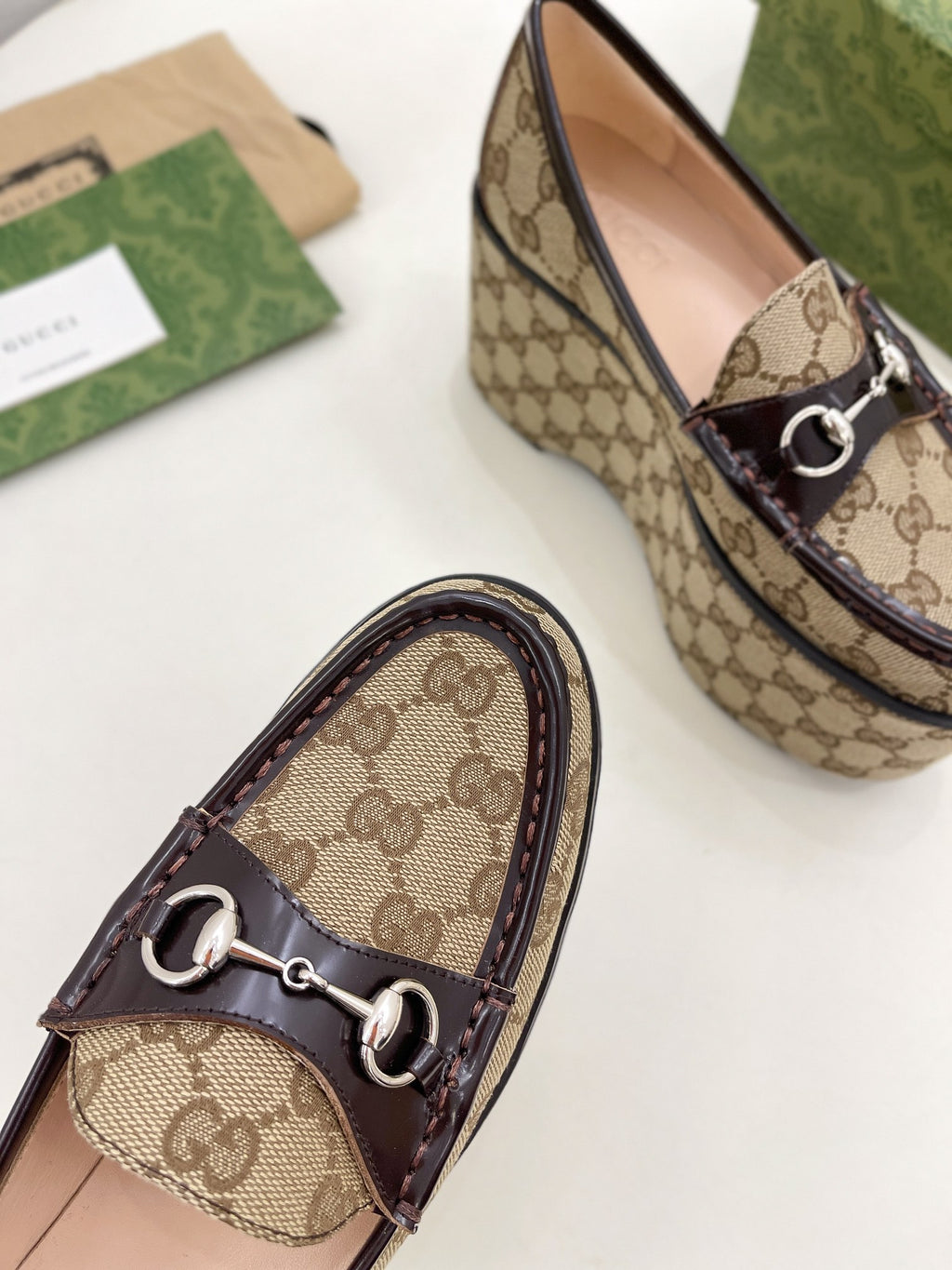 Beige & Ebony Horsebit Platform Loafer