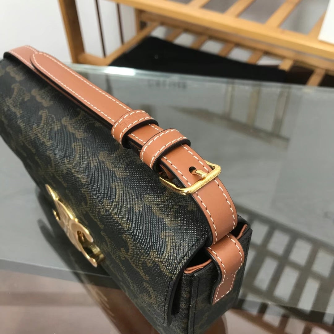 Tan triomphe shoulder bag