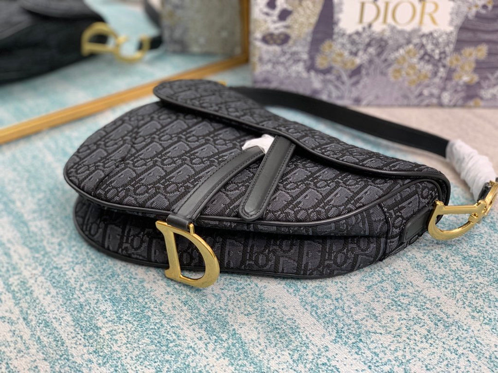 Black DS oblique canvas bag