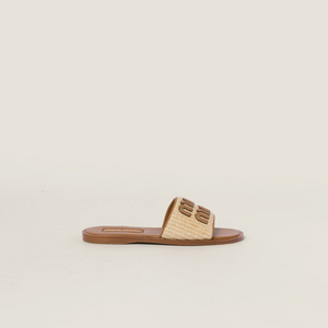 Natural Raffia-Effect Mules