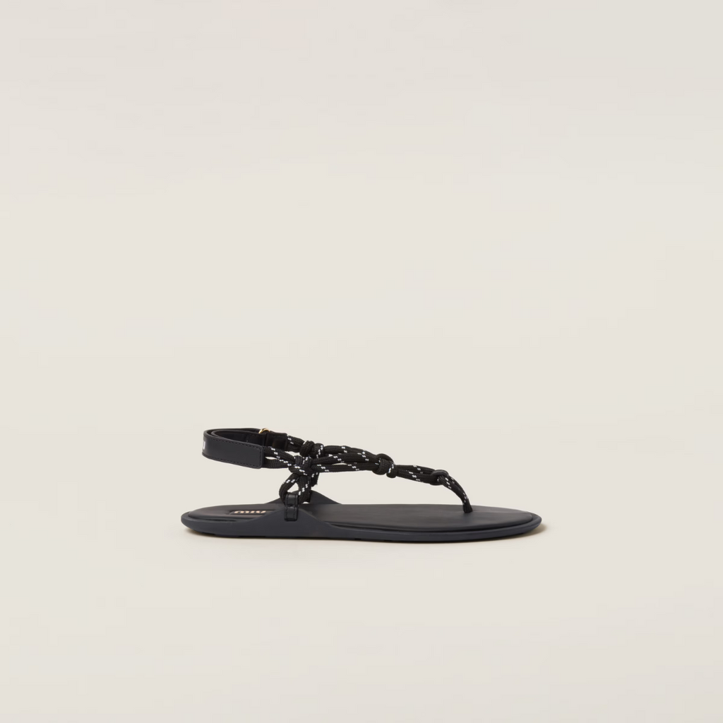 Black Riviere Cord & Leather Sandals