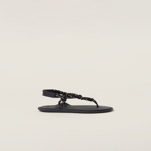 Black Riviere Cord & Leather Sandals
