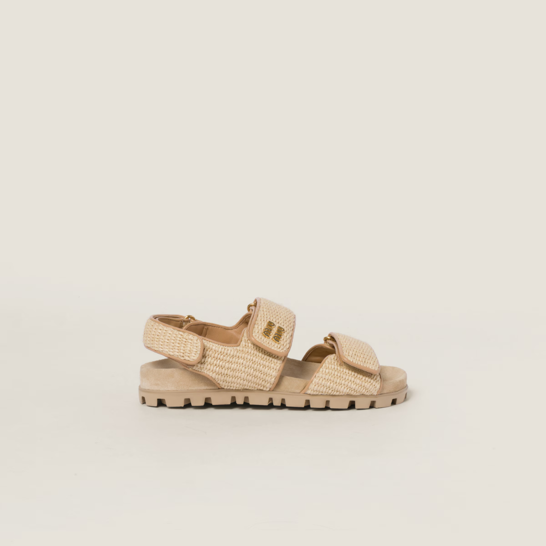 Natural Raffia-Effect Sandals