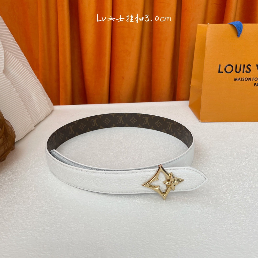 Creme Flowergram Reversible Belt