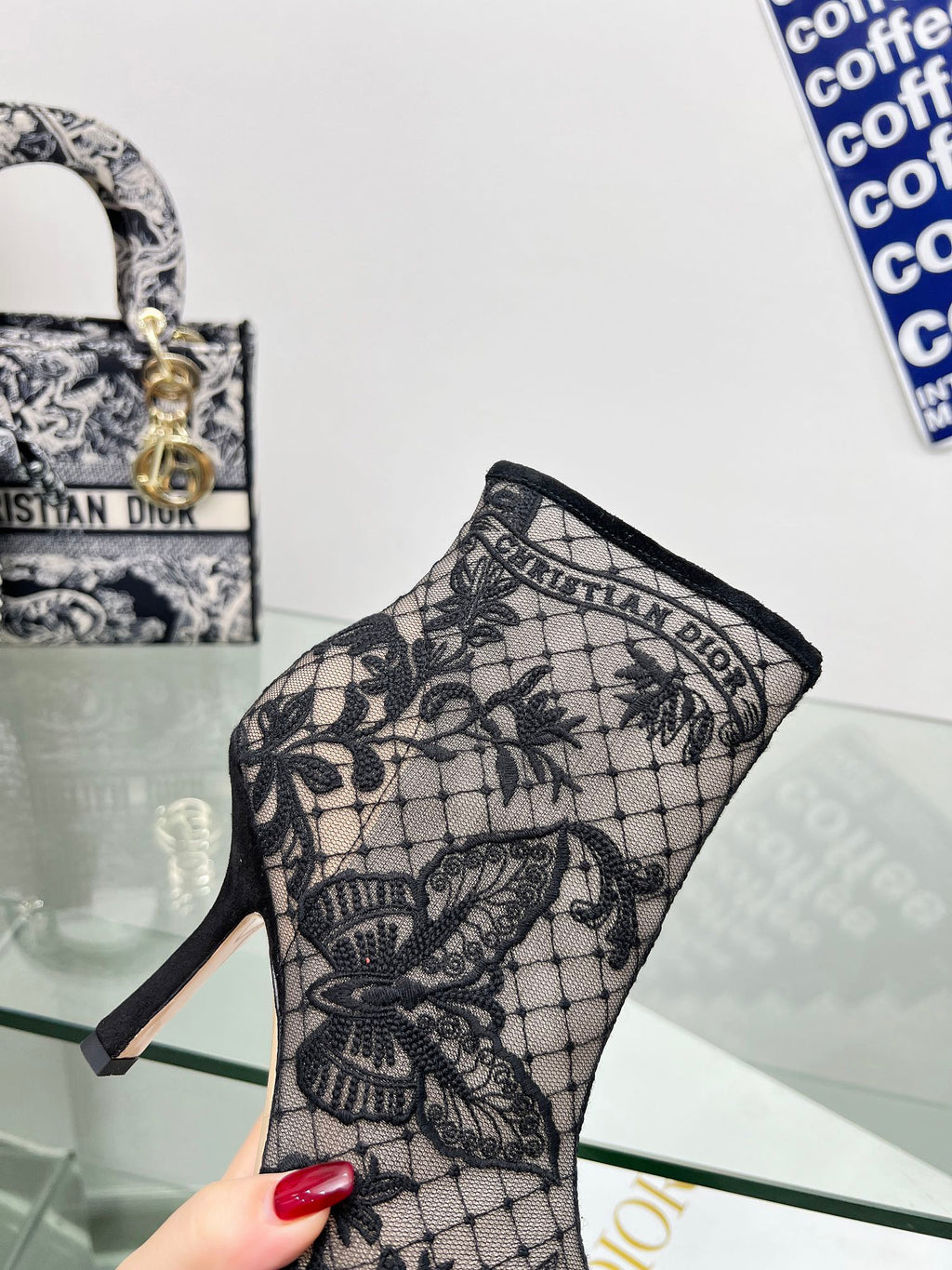 Black Mesh & Suede DC Heeled Ankle Boot