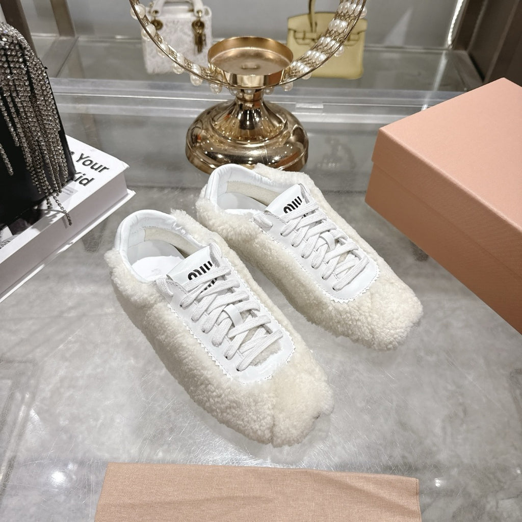 Natural Plume Shearling Sneakers