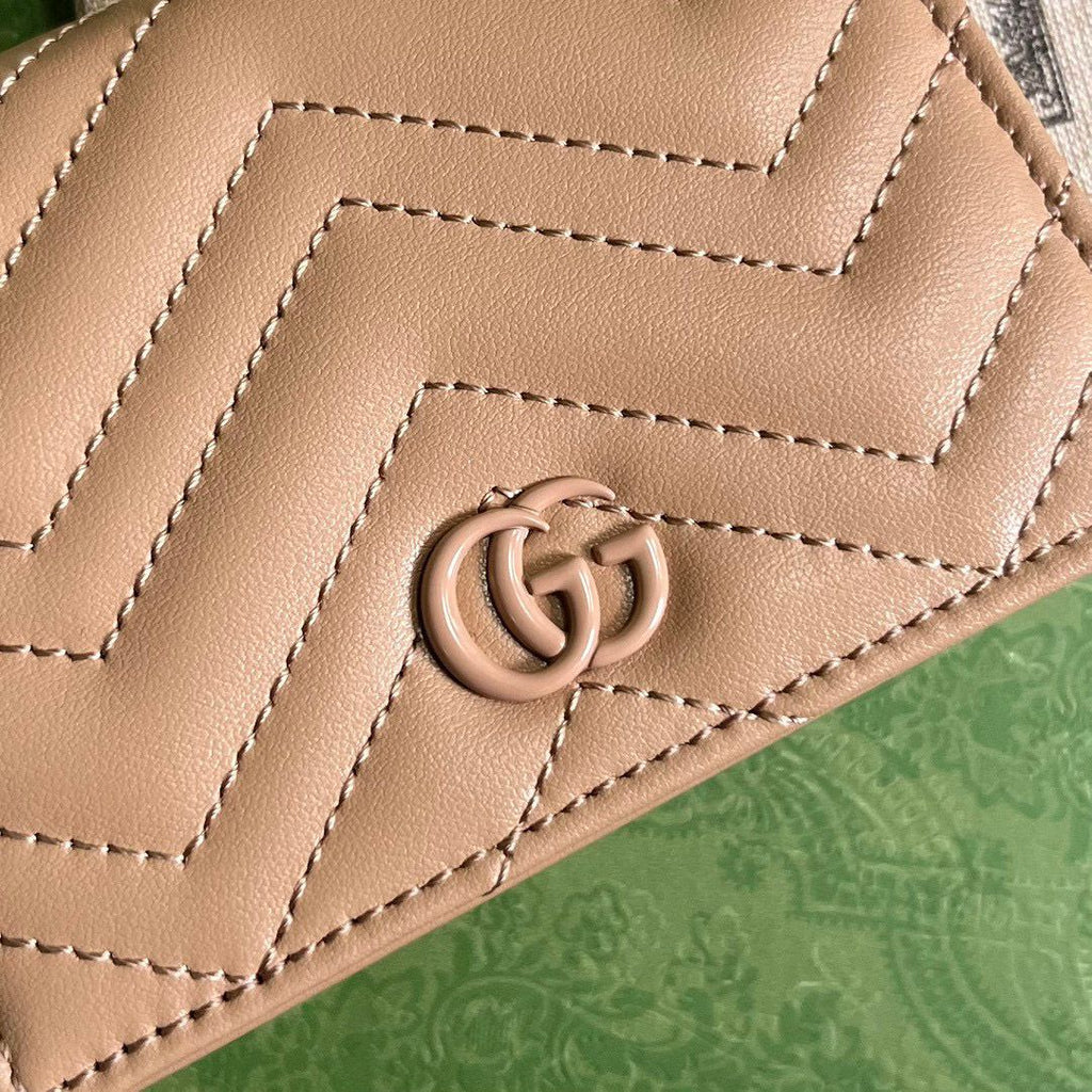 Rose Beige GM Small Quilted Leather Wallet