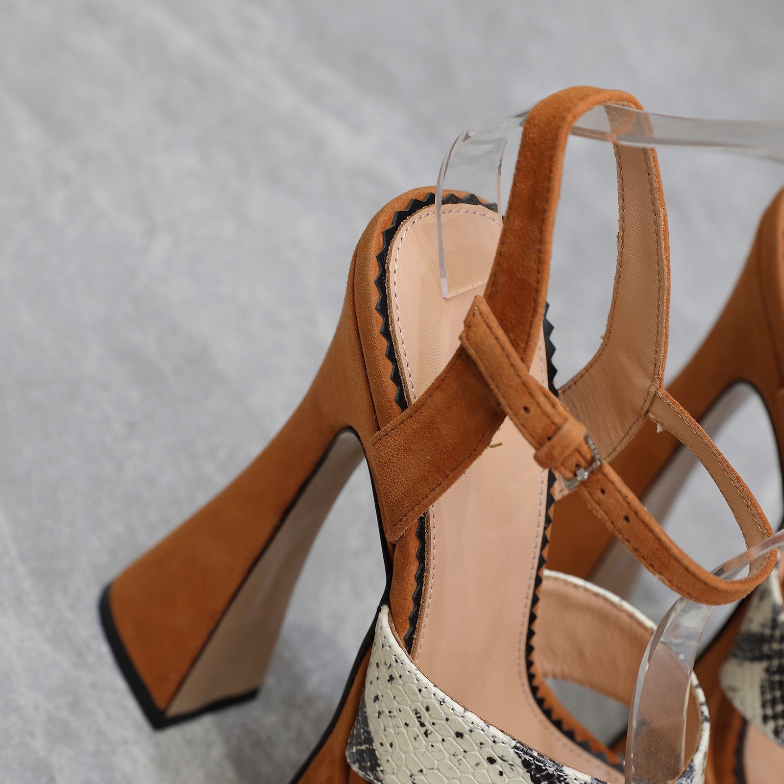 Natural python print interlocking studs sandal