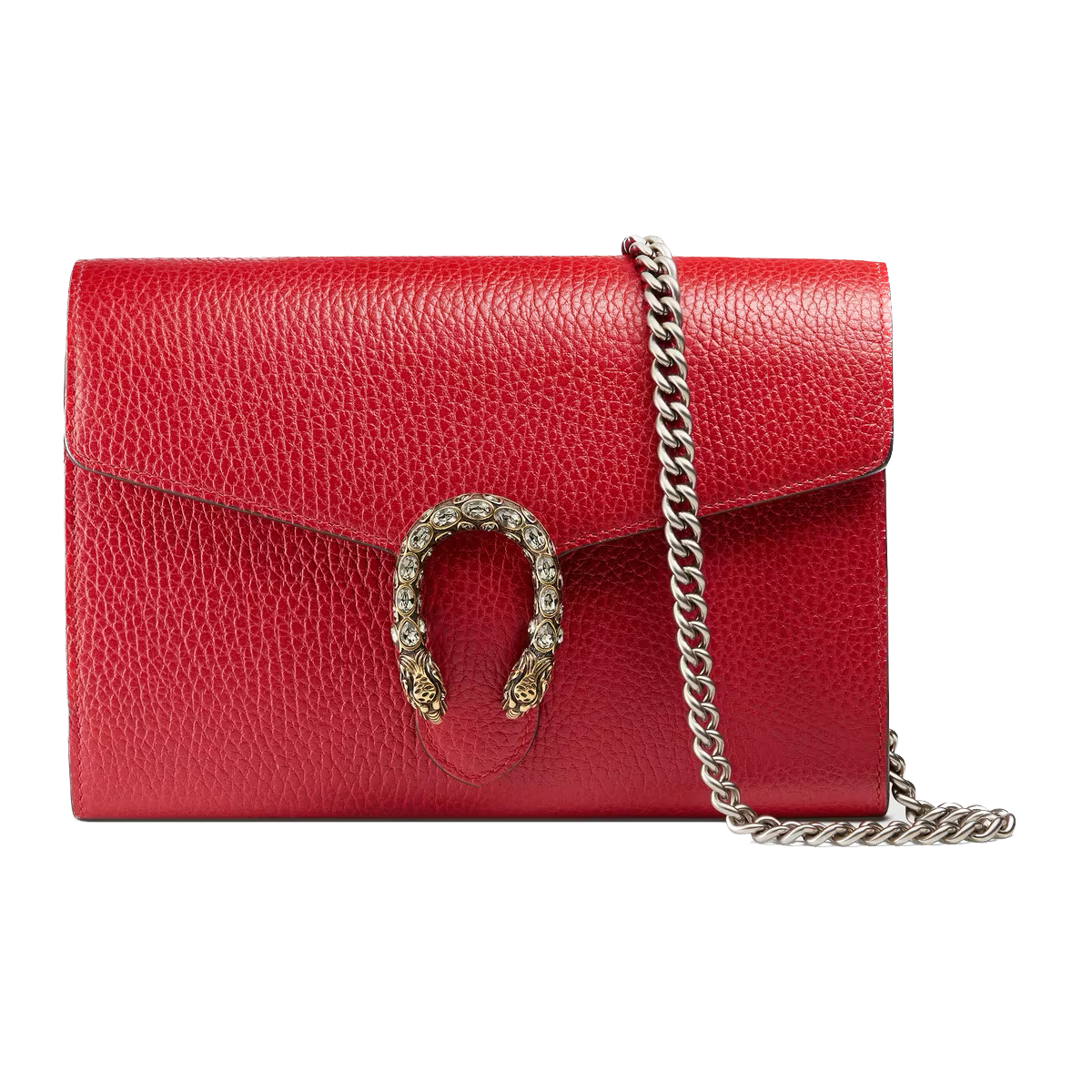 Hibiscus red DG mini leather chain wallet