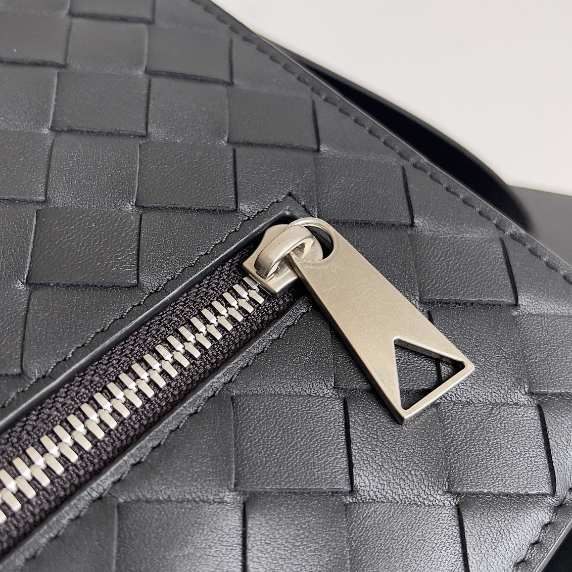 Black Intrecciato Document Case With Wristlet