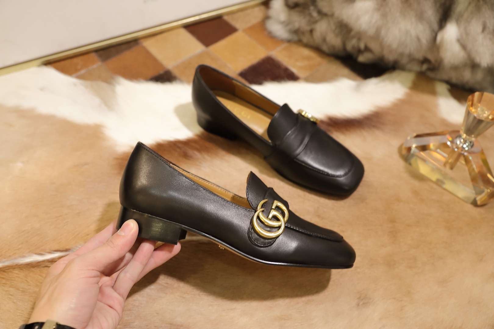 Black GM leather loafers