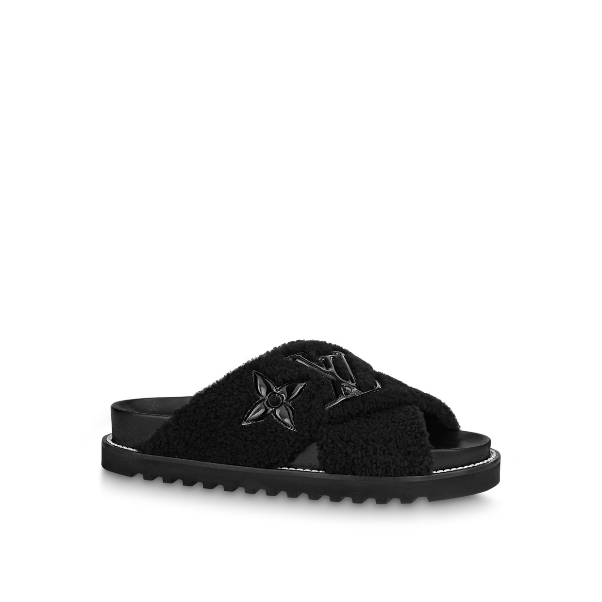 Black LP flat comfort mule