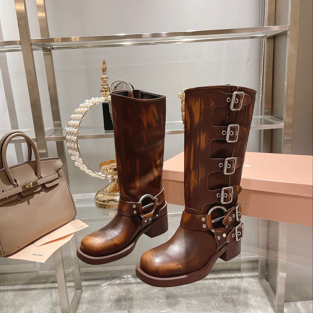 Sienna leather biker boots