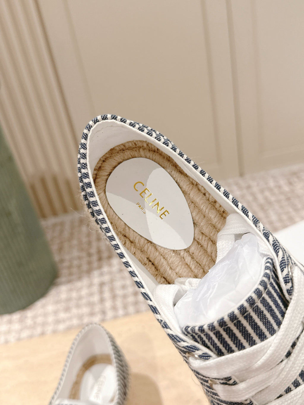 Off White/Navy Les Espadrilles Lace-Up