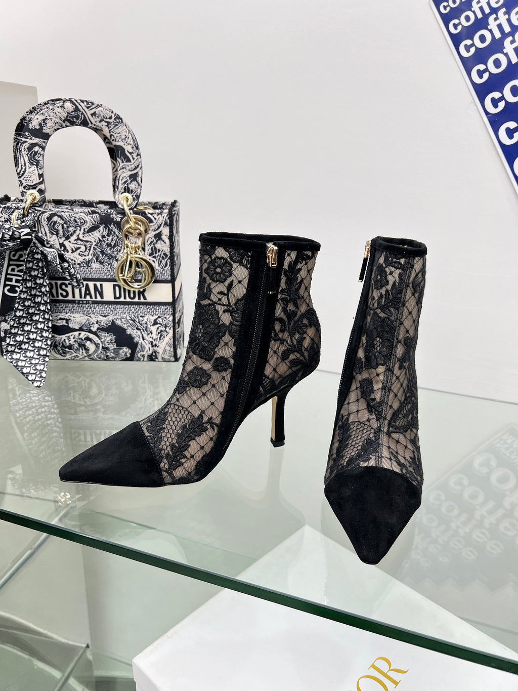 Black Mesh & Suede DC Heeled Ankle Boot