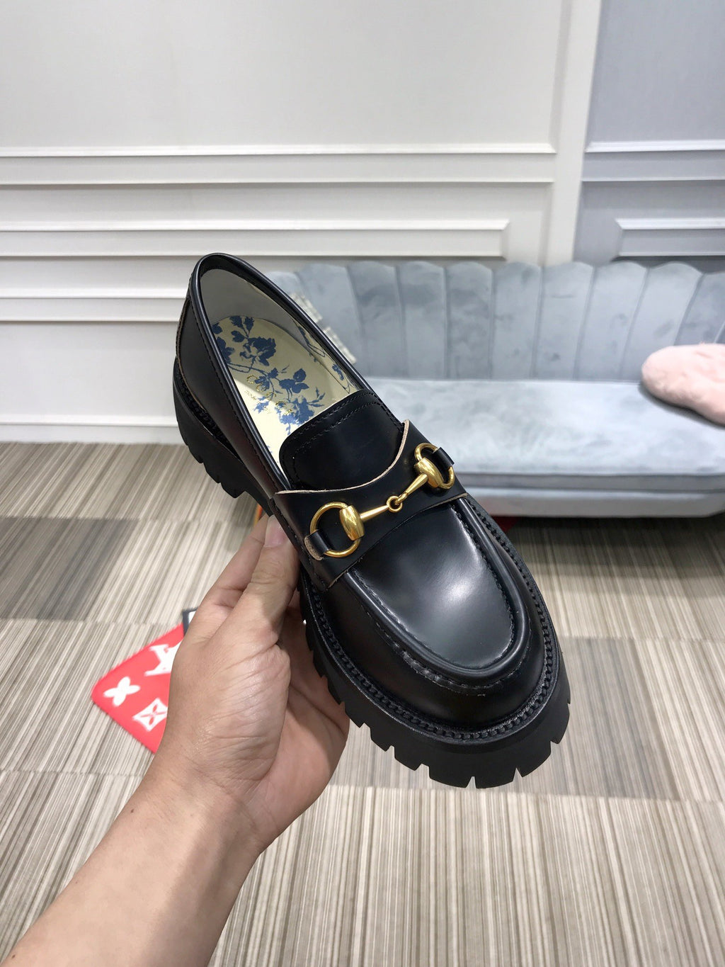 Black Lug sole loafer