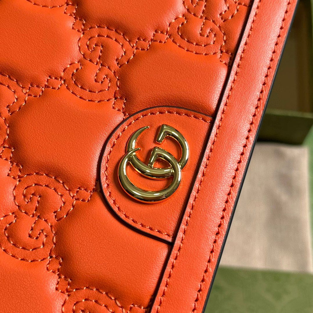Orange GG Matelassé Chain Wallet