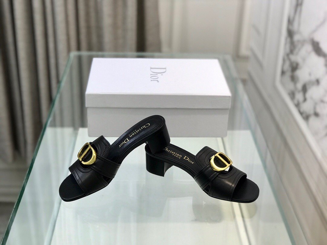 Black 30M heeled slide mule