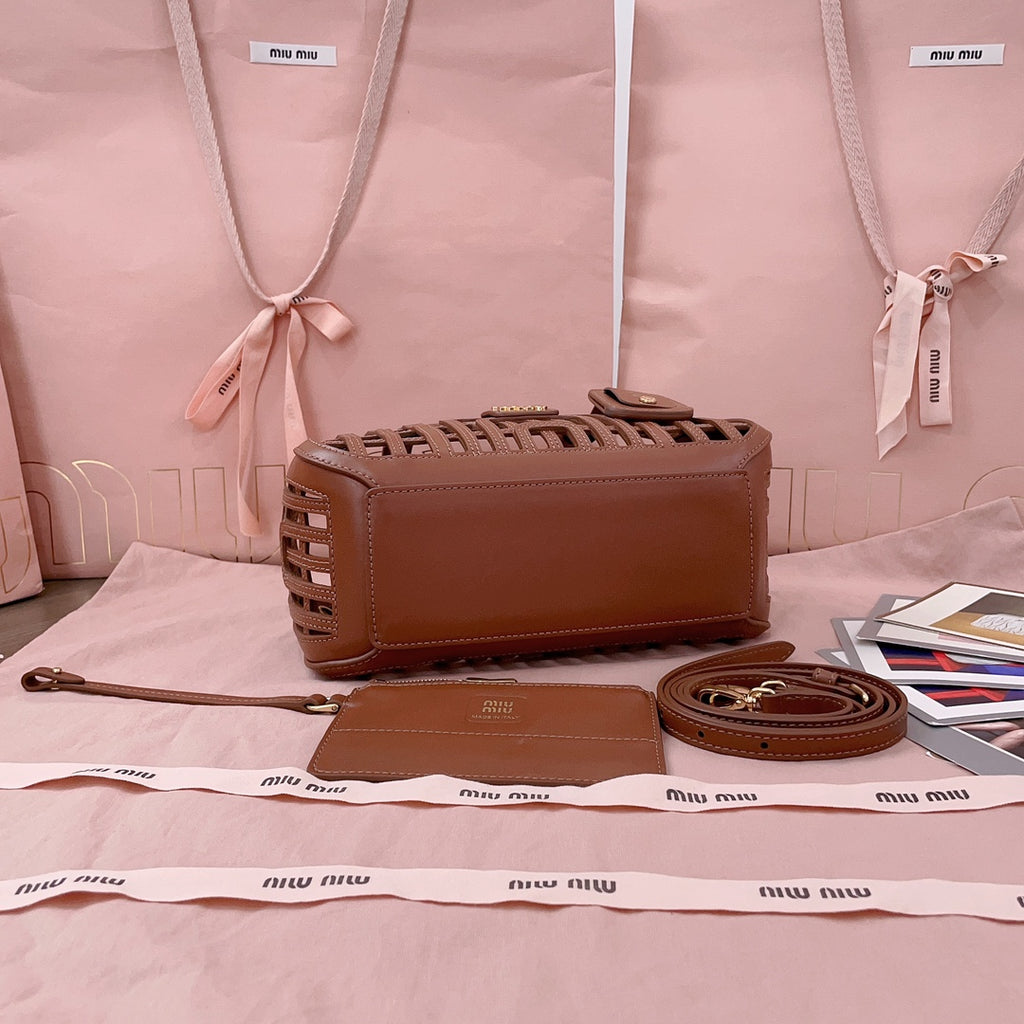 Cognac Leather Basket