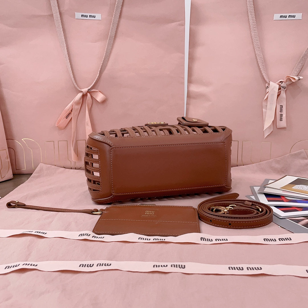 Cognac Leather Basket