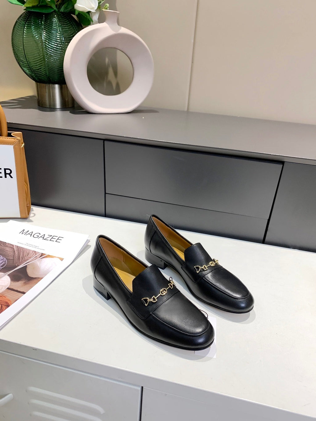 Black GH block-heel loafers