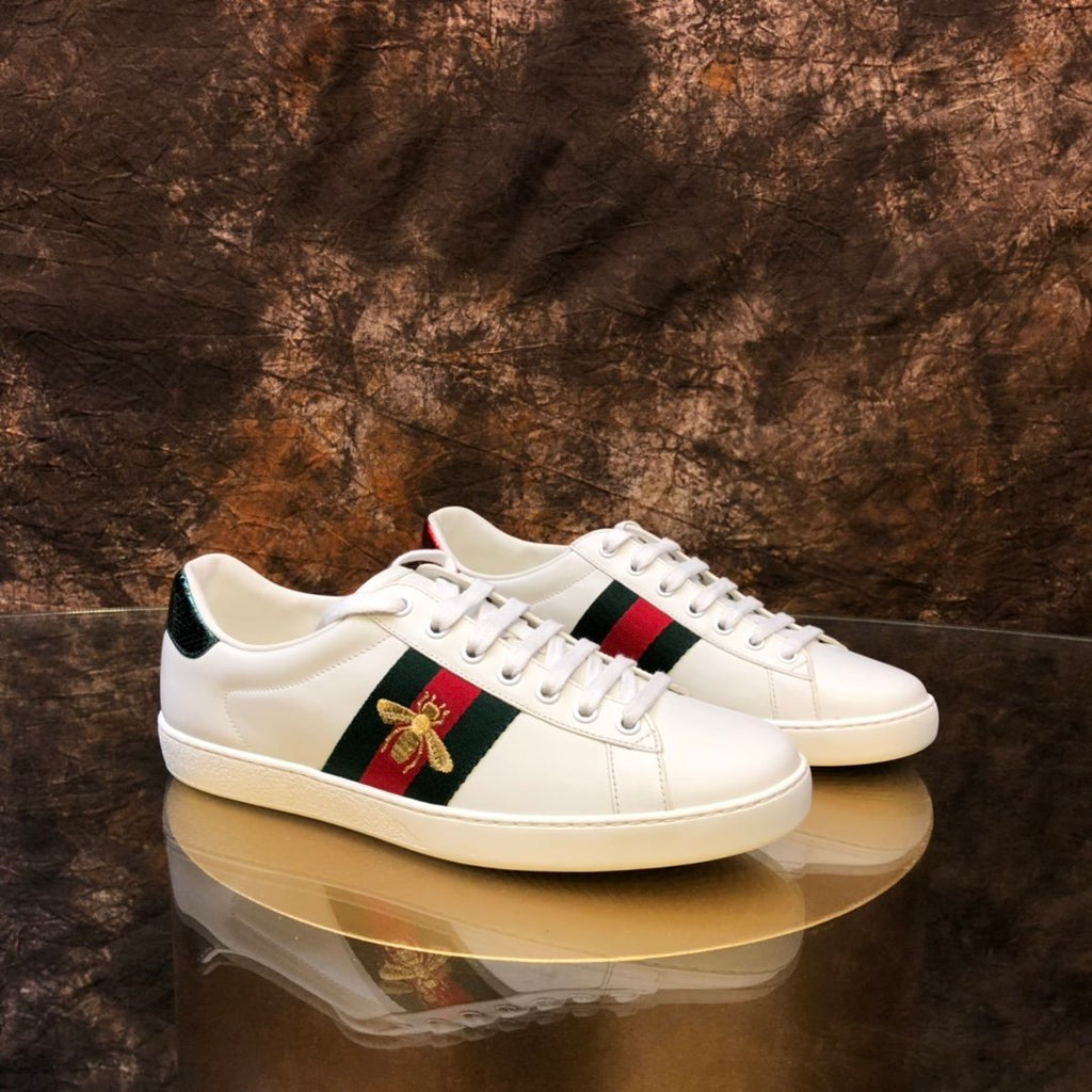 Women's Metallic heel GA embroidered leather sneakers