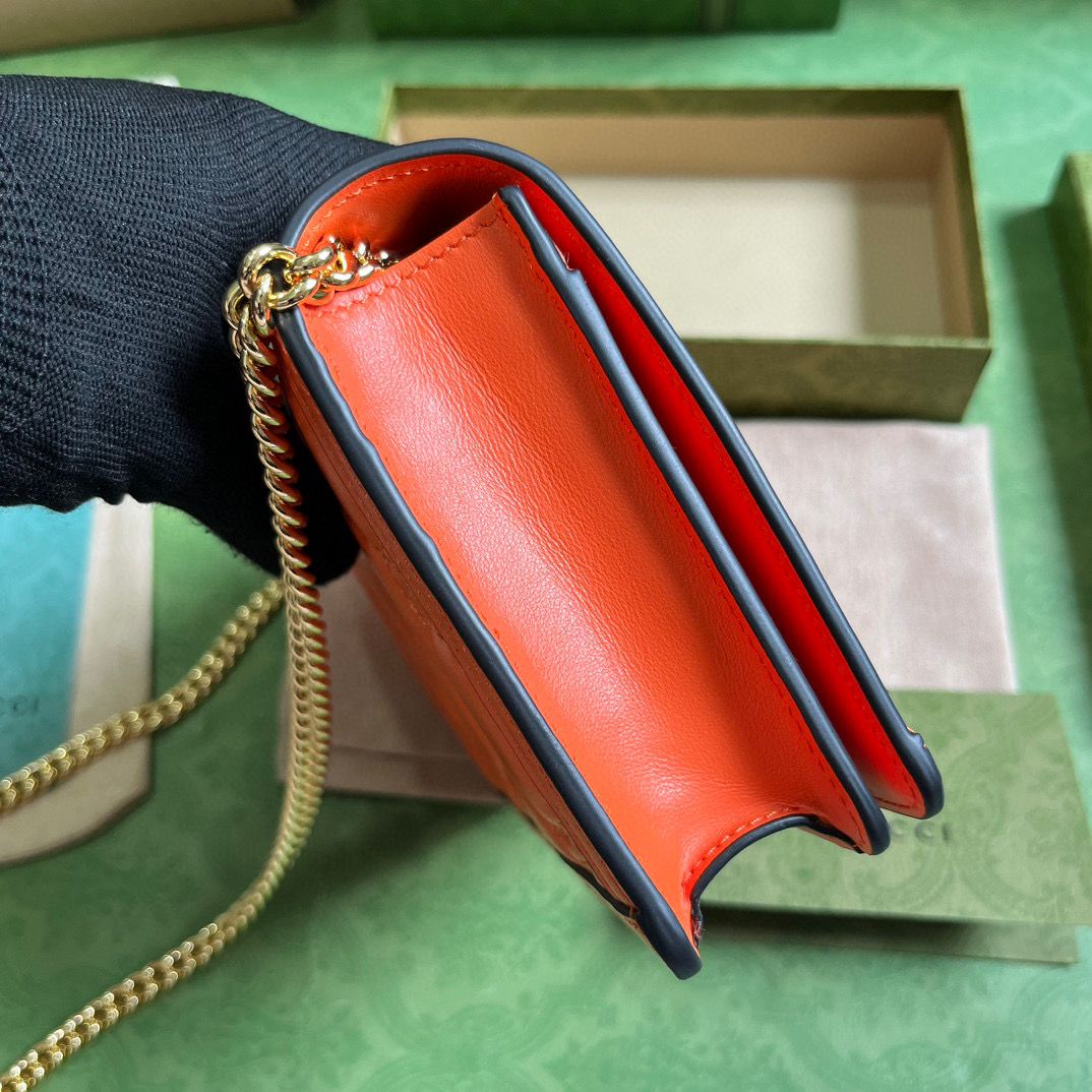 Orange GG Matelassé Chain Wallet