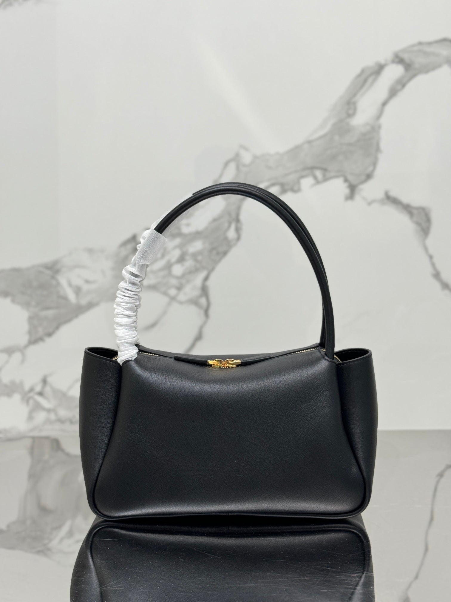Black P Medium Leather Handbag