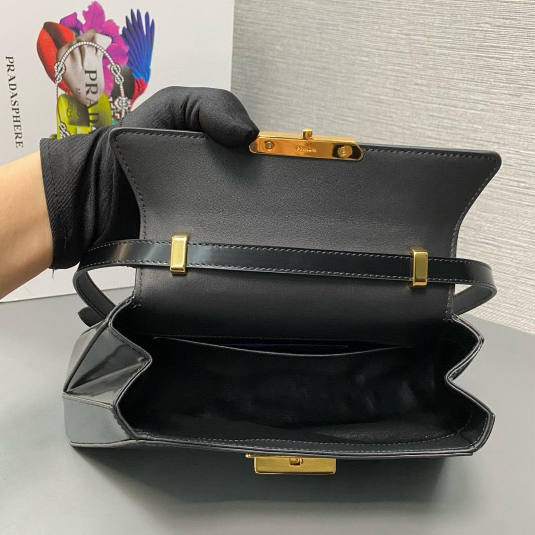 Black Medium Brushed Leather Handbag