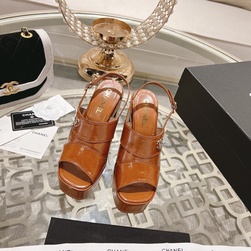 Light Brown C Patent Sandals