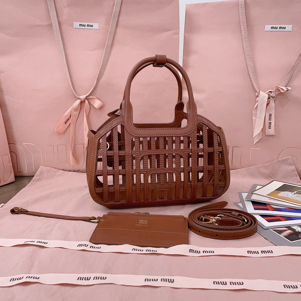 Cognac Leather Basket