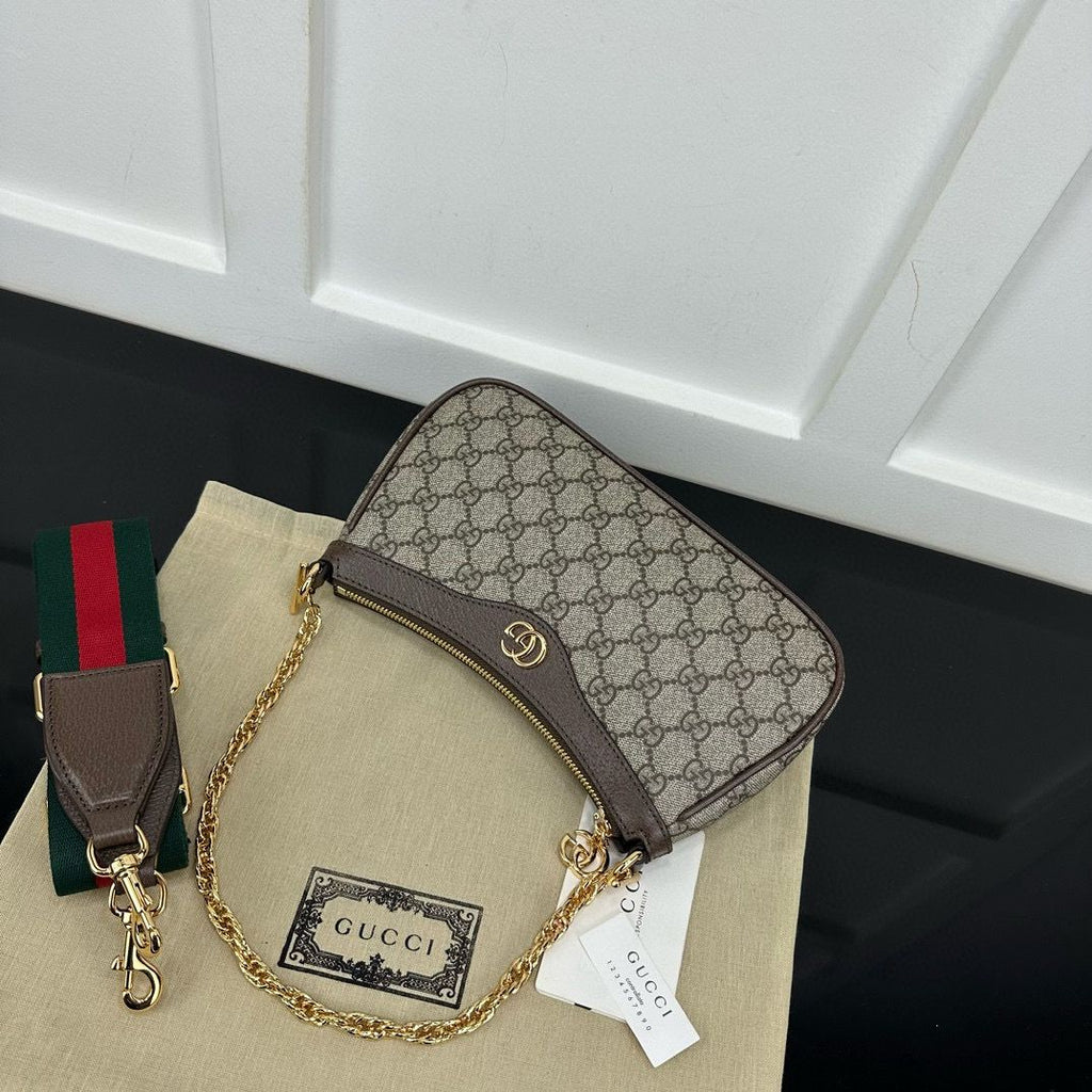 Beige Ophidia Small Shoulder Bag