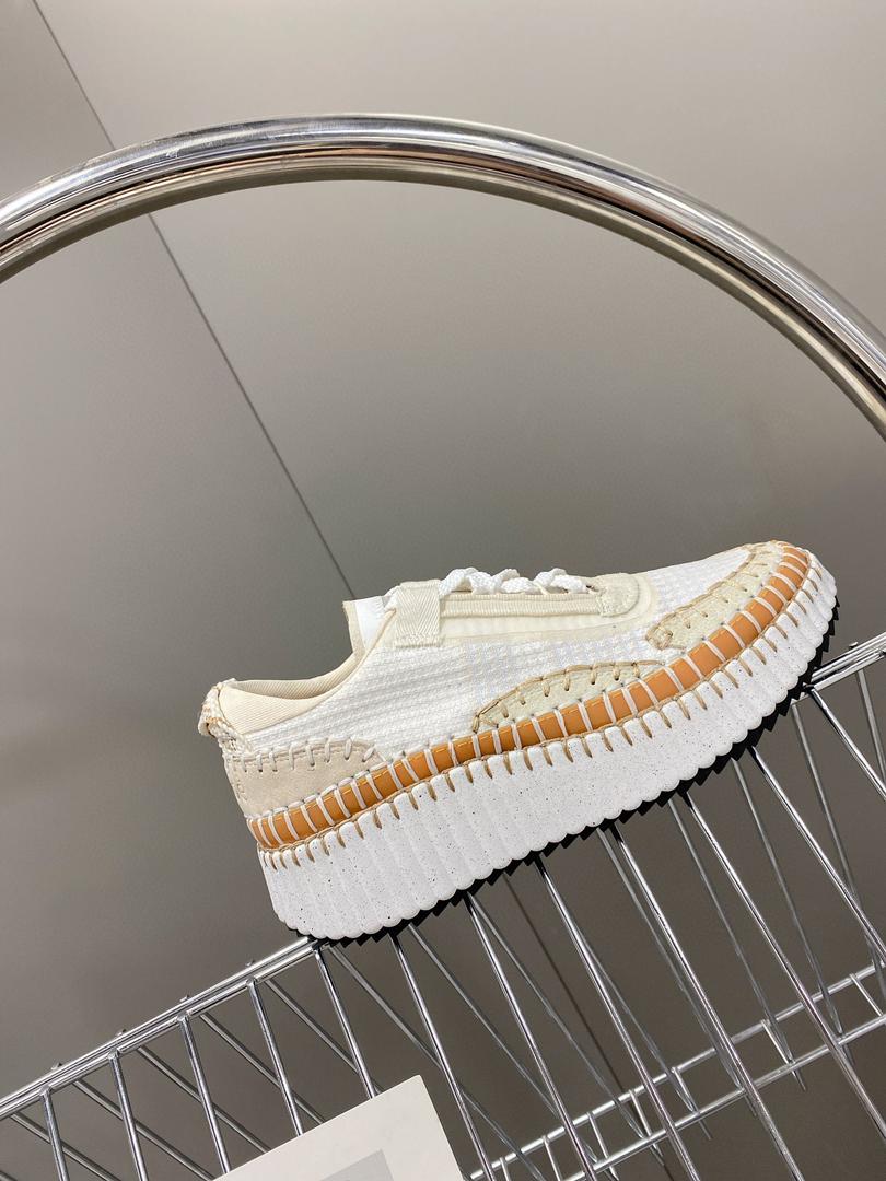 White CN suede & recycled-mesh sneakers