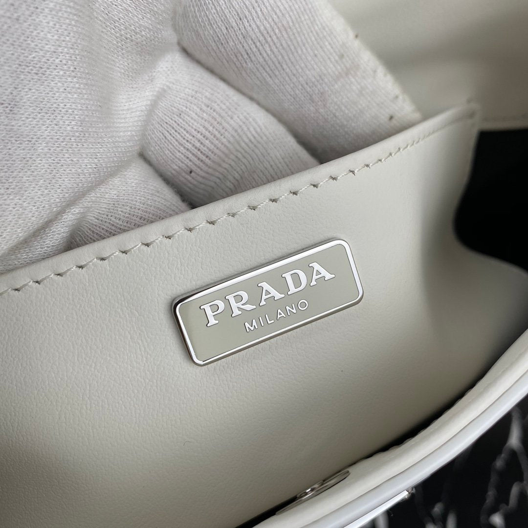 White PC brushed leather shoulder bag