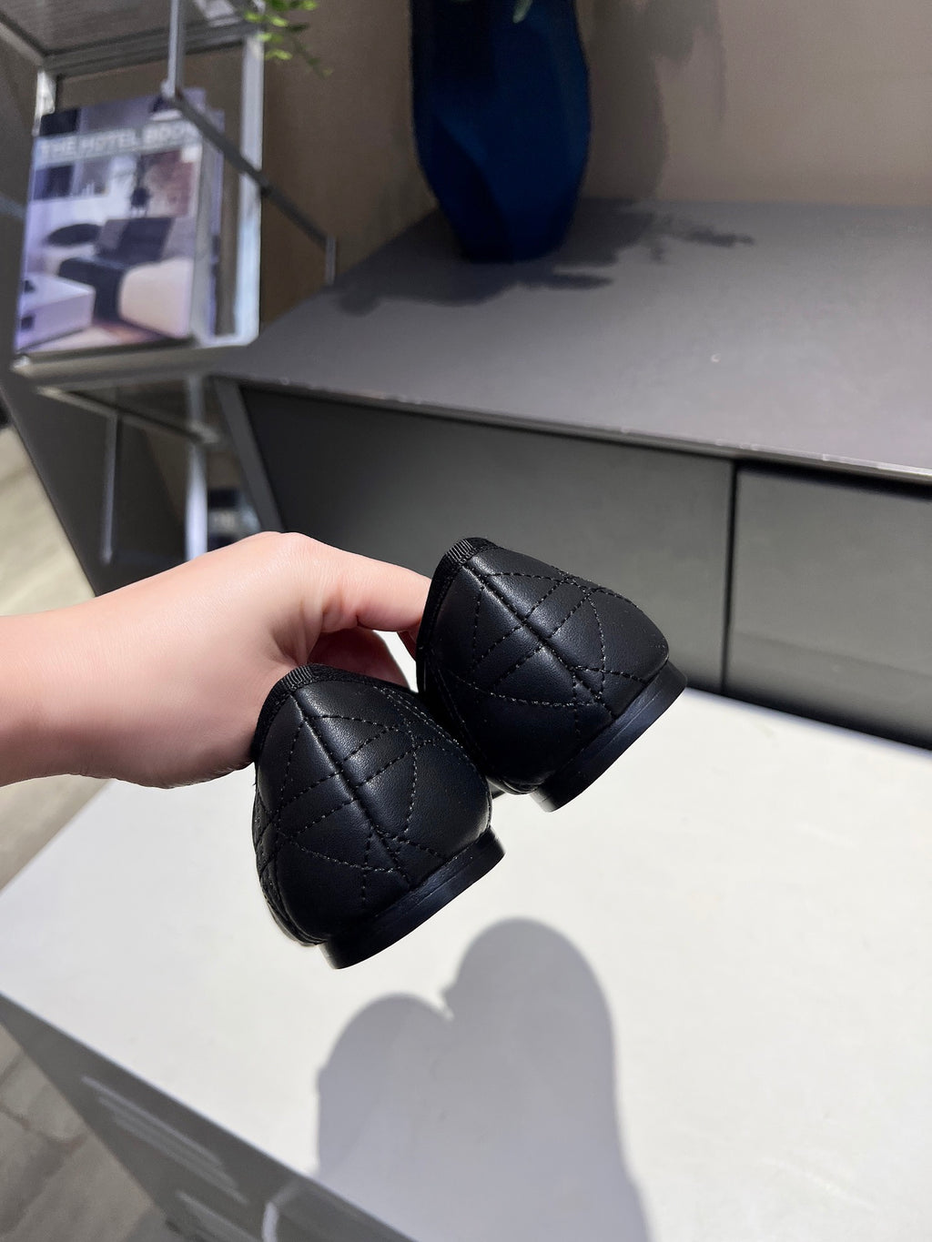 Black Quilted Ballet Flat