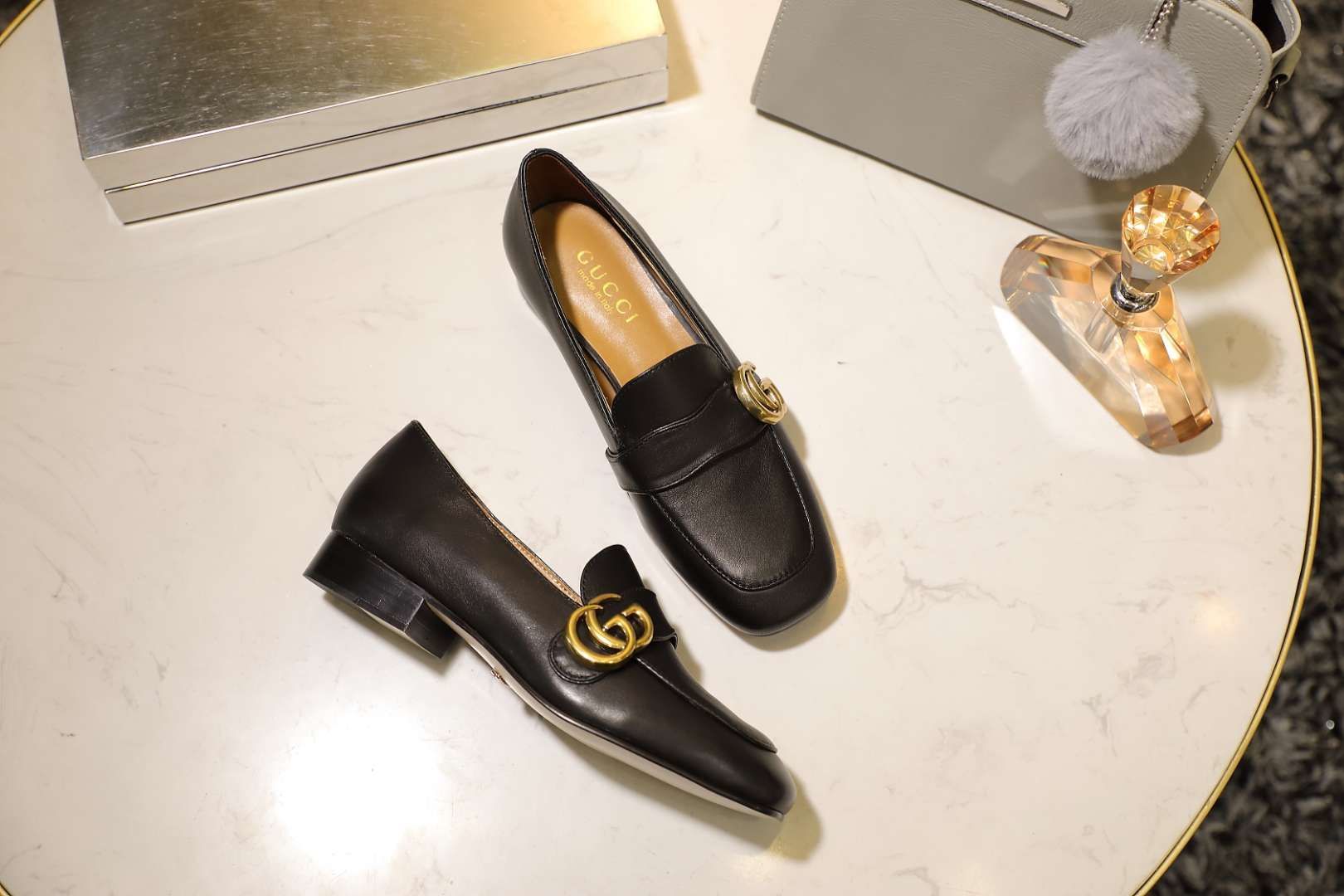 Black GM leather loafers