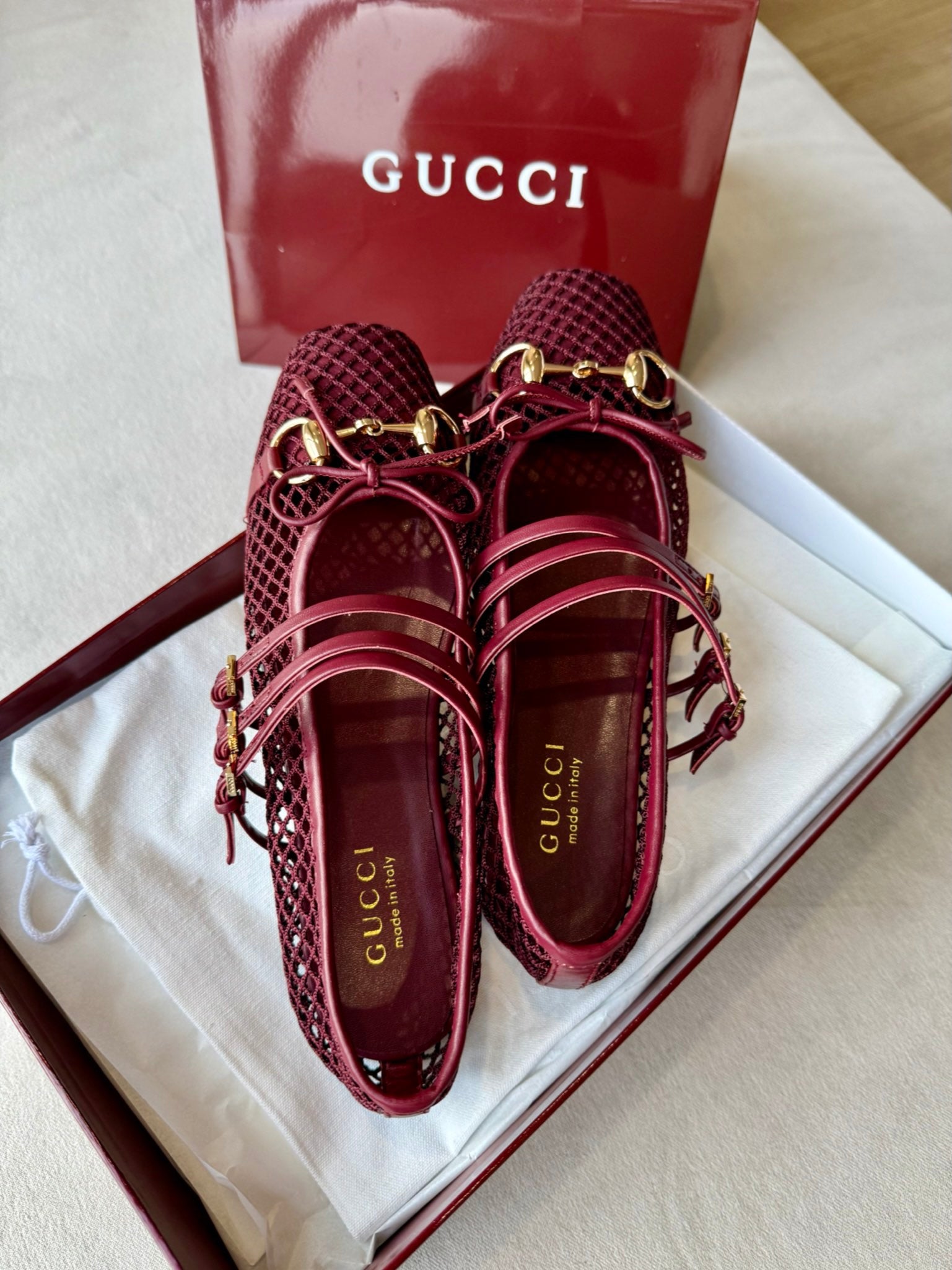 Rosso Ancora Mesh Horsebit Ballet Flat