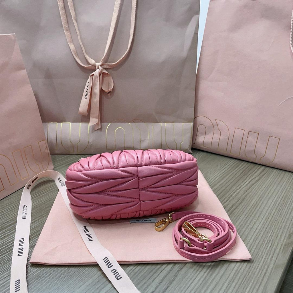 Begonia Pink Wander Matelassé Leather Mini Hobo Bag