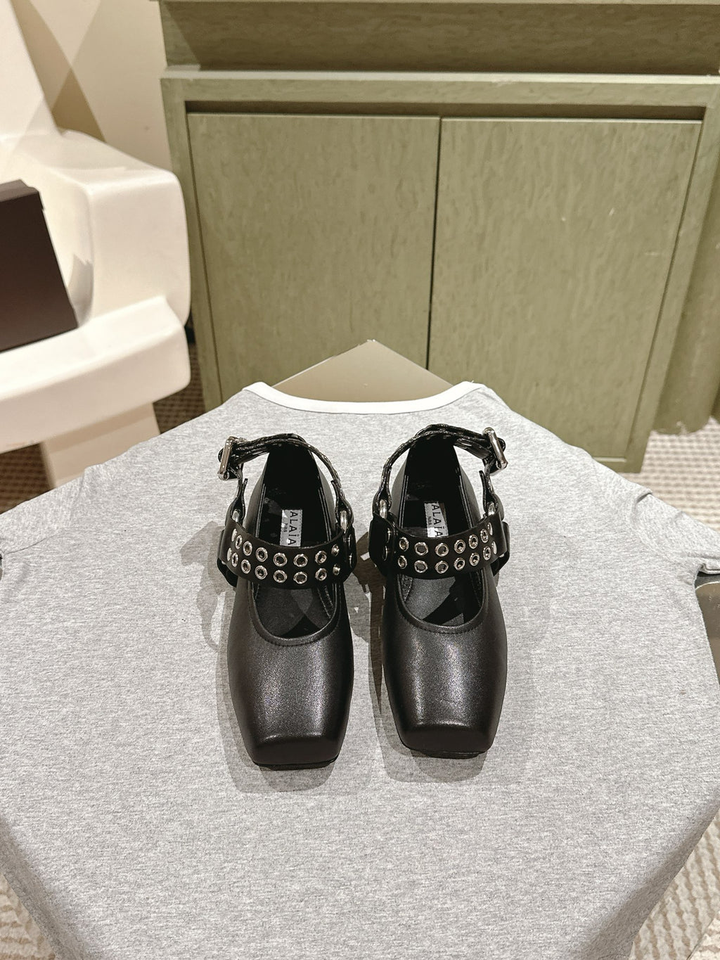 Black Biker Ballet Flats