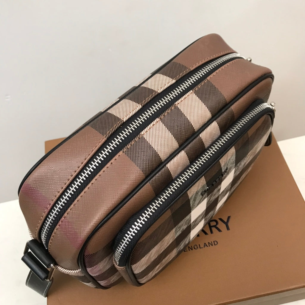 Dark Brown Exaggerated Check BP Bag