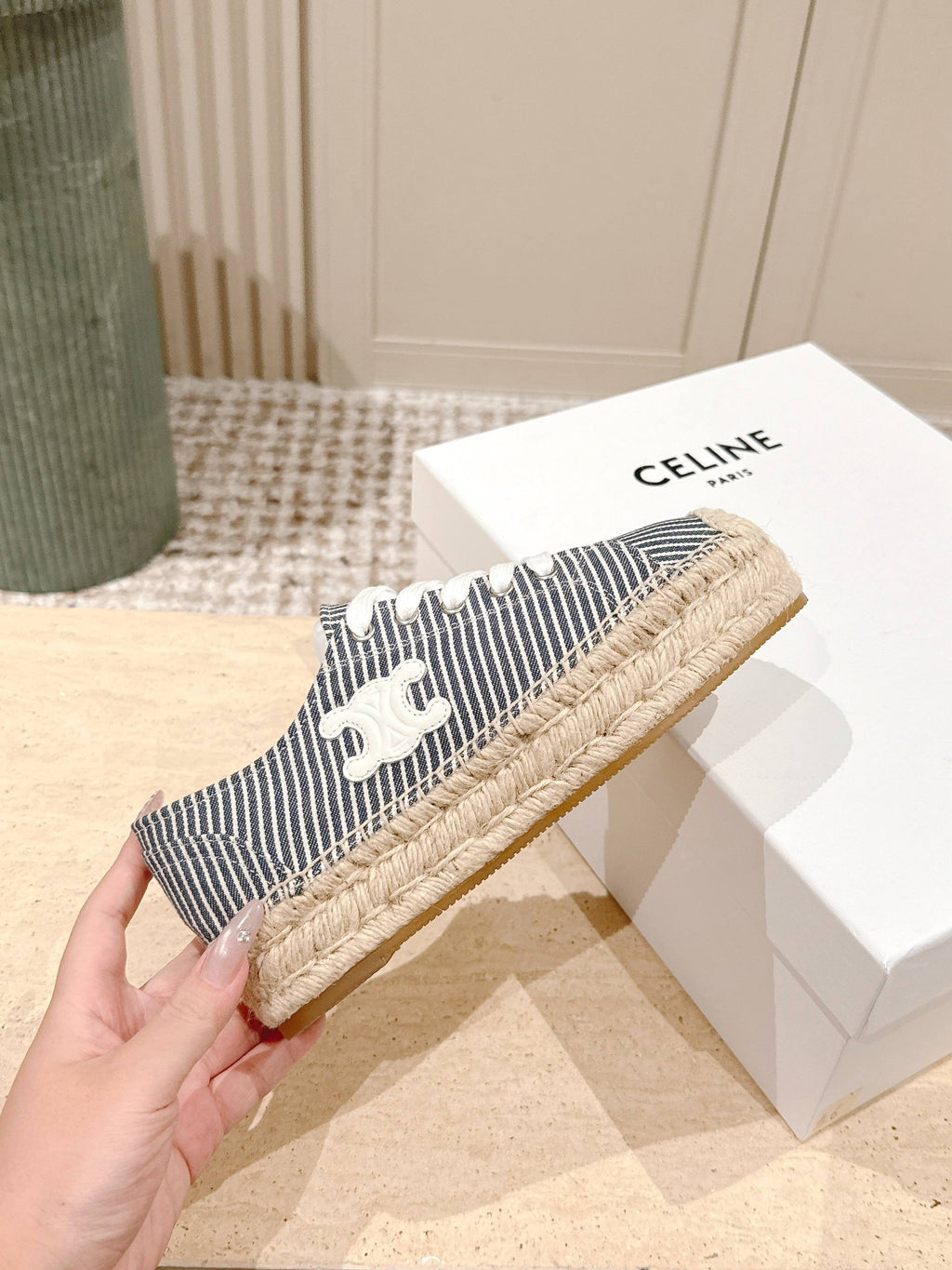Off White/Navy Les Espadrilles Lace-Up