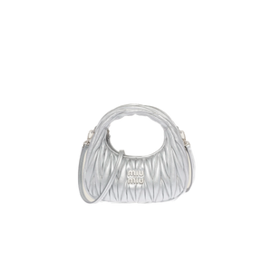 Silver Wander Matelassé Leather Mini Hobo Bag