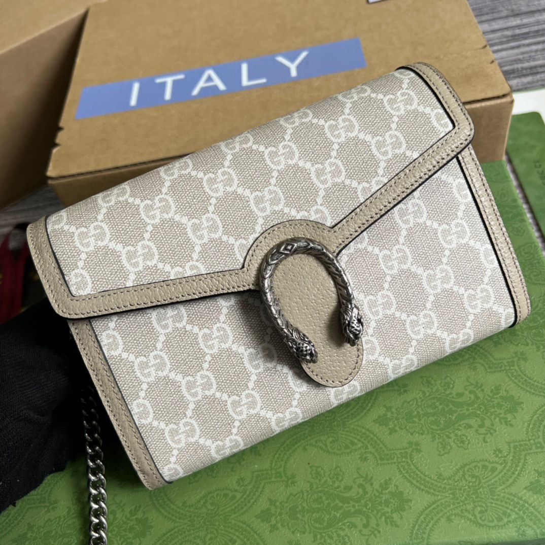 Beige & white DG supreme chain wallet